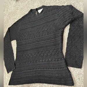 Lisa brand women’s Vintage intricate knit black pullover long sleeve sweater
